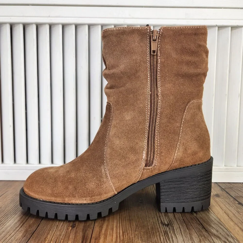 Bella Vita Hattie Cognac Suede Womens Size 7 M Brown Leather Boho Booties Boots